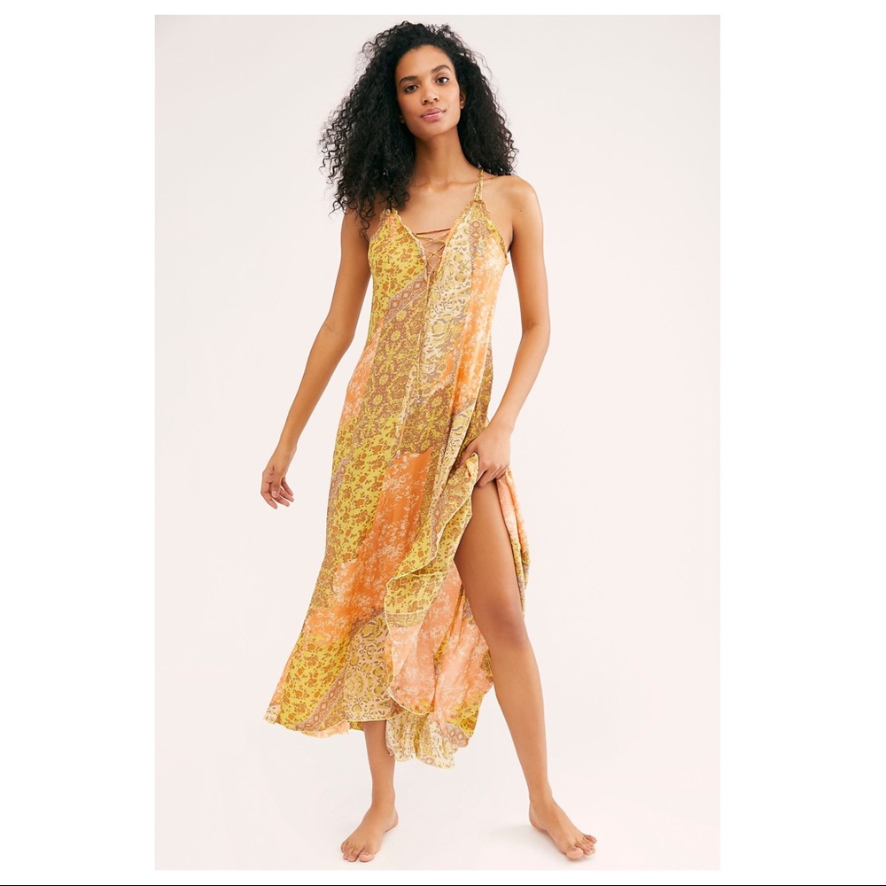FREE PEOPLE BOHO FLOWY MAXI TANK SLIP DRESS A2C - Picture 5 of 10